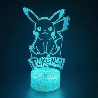 Pokemon Pikachu 3D-lampe med fjernbetjening - 16 lysfarver - dæmpbar